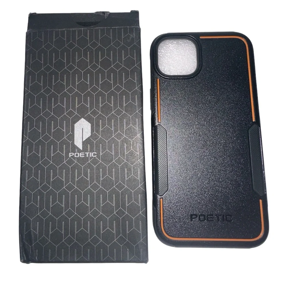 Poetic NWT Neon Series iPhone 14 Plus Black and Orange Phone Case